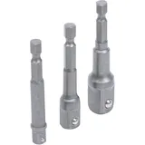 BGS Diy 8204 | Adapter-Satz für Bohrmaschinen | 6,3 mm (1/4") | 6,3 mm (1/4") / 10 mm (3/8") / 12,5 mm (1/2")