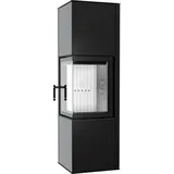 Hitze Siga Kamin Eckkamin schwarz Brennkammer weiss Türgriff links - Schwarz
