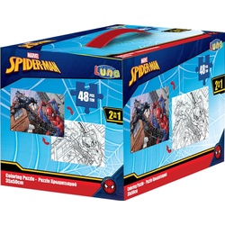 Diakakis Steckpuzzle 2in1 Malpuzzle Spiderman 48-tlg XL-Teile 50x35cm, Puzzleteile bunt