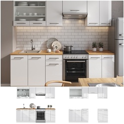 Vicco Küche FAME-LINE Küchenzeile Einbauküche 240cm Weiß  Hochglanz