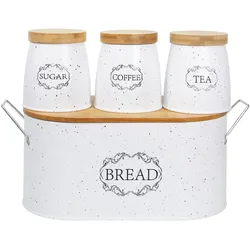neuetischkultur Brot-, Kaffee-, Tee- und Zuckervorratsdose 4-teiliges Set