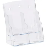 Relaxdays Prospekthalter A4 / DIN Lang, 2 Etagen, Acryl, Flyer Aufsteller Tisch & Wand, HBT: 27,5x24x15cm, Transparent