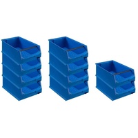 SparSet 10x Blaue Sichtlagerbox 5.1 mit Griffstange | HxBxT 20x30x50cm | 21,8 Liter | Sichtlagerbehälter, Sichtlagerkasten, Sichtlagerkastensortiment, Sortierbehälter