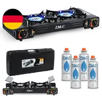 Z.M.C PREMIUM Camping Gaskocher 2-Flammig + 4 Gaskartuschen 227G, Campingkocher