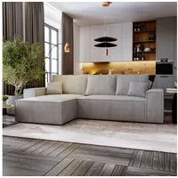 yourhouse24 Ecksofa Olimpia L, 279 cm, Cord, L-Form mit Schlaffunktion & Bettkasten, Modernes Ecksofa im angesagten Cord-Look grau