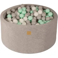 MeowBaby Bällebad, Hellgrau, Weiß, Mintgrün, Greige, Textil, 90x40x90 cm, Spielzeug, Kinderspielzeug, Bällebad