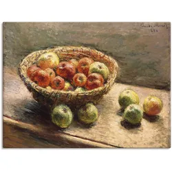 Leinwandbild ARTLAND "Ein Korb mit Äpfeln. 1880", braun, B:120cm H:90cm, Canvas, Leinwand, Bilder, auf Keilrahmen gespannt