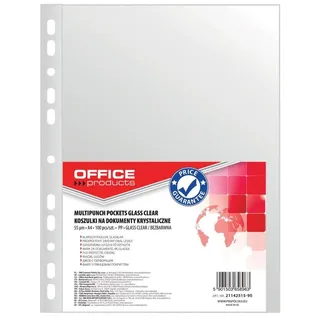 OFFICER PRODUCTS OFFICE PRODUCTS Kataloghüllen Prospekthüllen / Din A4/ Glasklar Kristallklar Oben Offen Klarsichthüllen Sicht-Hüllen Gelochte Plastikhülle /PP/ Transparent 55 Mikron, 100 Stück