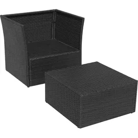 vidaXL Gartensessel mit Fußhocker schwarz