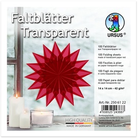 Ursus Falten Transparentpapier-Faltblätter, 42 g/m2, 14 x 14 cm, rot