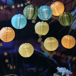 MARELIDA LED Solar Lichterkette Lampion 10 bunte Lampions Garten Balkon Terrasse L: 4,5m