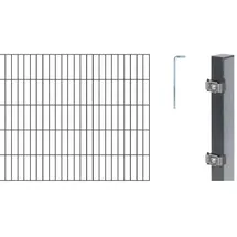 GAH Alberts Doppelstabmattenzaun Set 12 Matten 1,0 x 24 m grau