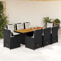 IKAYAA Rattan Essgruppe 6 Personen Gartenmöbel Set mit Tisch