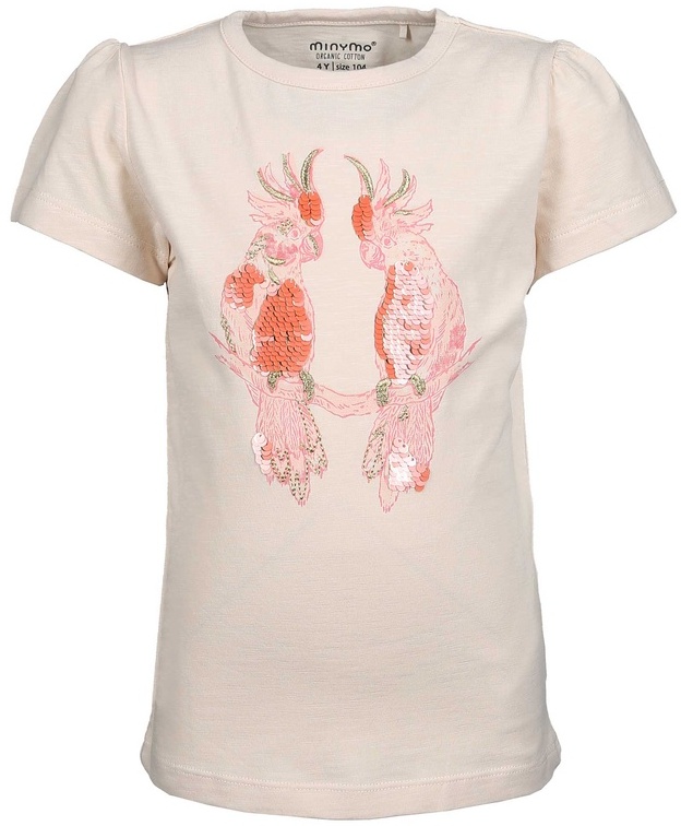 Minymo - T-Shirt BIRDS in pink champagne, Gr.110