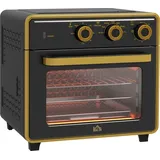 Homcom Minibackofen 20L, Pizza-Ofen mit Umluft, Heißluftofen mit Backblech, Grillrost, 90-230°C, 1400 W Elektrischer Mini Ofen mit 1 Std. Timer, Frittierkorb, Schwarz