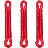 Relaxdays Wäscheleine 3er Set, 20m, PVC Wäscheseil mit Polyesterkern, extra stark, drinnen & draußen, Wäscheschnur, rot