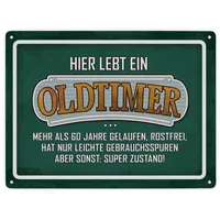Trendaffe Hier wohnt ein Oldtimer Metallschild XXL mit Retro-