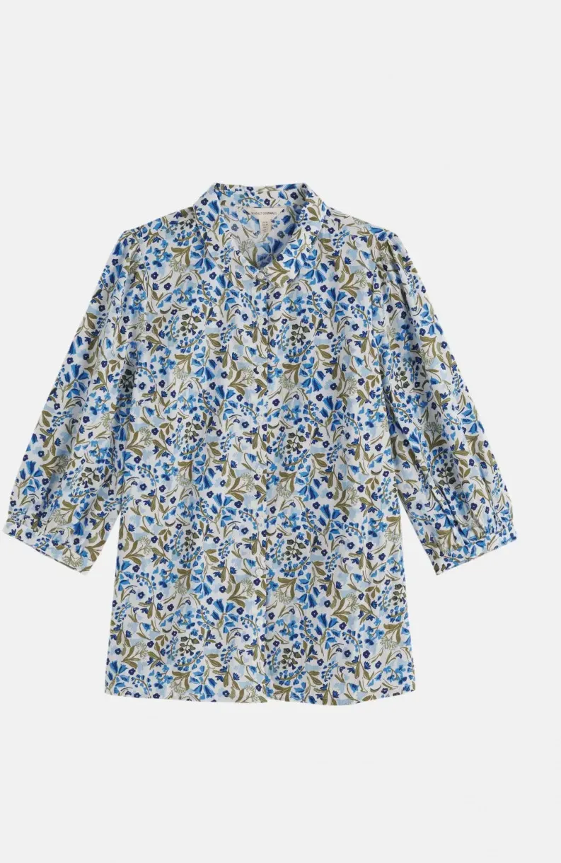 Seasalt Bluse Hope Damen Weiß Blau Grün Blumen Woodland