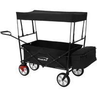 Hauki Bollerwagen faltbar schwarz inkl. 2x Netztaschen und 1x Außentasche
