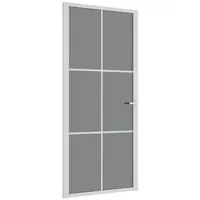 vidaXL Innentür 93x201,5 cm Weiß ESG-Glas und Aluminium