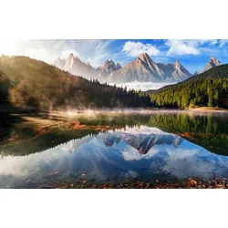 Fototapete PAPERMOON "See in Landschaft", bunt, B:4,00m L:2,60m, Vlies, Tapeten