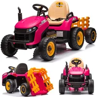 SIMRON Traktor Bulldog mit Anhänger Kinderauto Fernbedienung Rosa