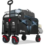Sekey Bollerwagen Faltbar XXL 200KG 155L, Breite Blasformräder Speziell als Faltbarer Bollerwagen Strand, Strandwagen Klappbar mit Heckklappe, Diamant 2001, Schwarz