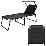 Spetebo Gartenliege XXL Sonnenliege 200 x 70 x 30 cm Schwarz