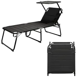Spetebo Gartenliege XXL Sonnenliege 200 x 70 x 30 cm Schwarz