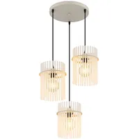 GLOBO Hängelampe 3-flg. 47 cm rund/beige/Glas