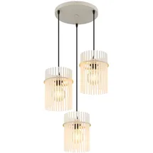 GLOBO Hängelampe 3-flg. 47 cm rund/beige/Glas