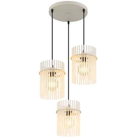 GLOBO Hängelampe 3-flg. 47 cm rund/beige/Glas