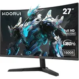 KOORUI 27 Zoll Curved Gaming Monitor, FHD 1080p, 1ms Reaktionszeit,180Hz Bildwiederholraten, HDMI 2.0/DP 1.2, 250cd/m2 Helligkeit, Schwarz 27E6CA