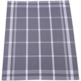 Ross 3er Pack Zwirn Halbleinen Geschirrtücher, Blockkaro, 50x70 cm | silber - grau