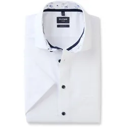 Kurzarmhemd OLYMP "Luxor modern fit", Herren, Gr. 44, N-Gr, weiß, Web, Obermaterial: 100% Baumwolle, casual, Kurzarm, Hemden
