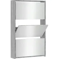 VidaXL Schuhschrank mit Spiegel 3 Fächer Grau Sonoma 63x17x102,5