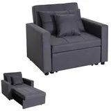 Mendler Schlafsessel HWC-L90, Klappsessel Schlafsofa Gästebett Relaxsessel, Liegefläche 197x103cm Stoff/Textil - dunkelgrau