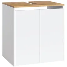 Vicco Waschbeckenunterschrank, Viktor, Weiß/Artisan, 60.2 x 65 cm, mit Siphonausschnitt und höhenverstellbarem Einlegeboden