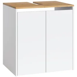 Vicco Waschbeckenunterschrank, Viktor, Weiß/Artisan, 60.2 x 65 cm, mit Siphonausschnitt und höhenverstellbarem Einlegeboden
