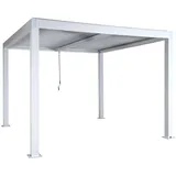 Mendler Pergola MCW-L46 Weiß 11 cm Alu-Gestell 3 x 3 m