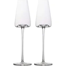 Intirilife 2x Champagner Glas mit modernen Design - 220 ml Füllmenge - Sekt Prosecco Glas Spülmaschinenfest Kristallglas stoßfest