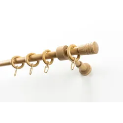 Gardinenstange GARESA "Sandri Vollrund, Endknopf Verus", braun (buchefarben), L:100cm, Holzwerkstoff, Gardinenstangen, Vorhanggarnitur aus Holz, verlängerbar, mit Ringe