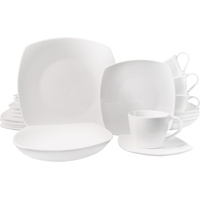 ECHTWERK 30-teiliges Kombiservice "Classic" Modern-Design, Elegantes weißes Geschirrset aus Porzellan mit 6 x Speiseteller, 6 x Beilagenteller, 6 x Suppenteller, 6 x Teetassen, 6 x Untertassen
