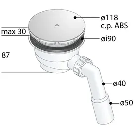 OEG Duschwannenablauf Ø 90 mm Geruchsverschluss
