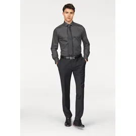 Bruno Banani "Slim-fit", Herren, Gr. 39/40 (M), D-Gr, grau (anthrazit), Obermaterial: 97% Baumwolle, 3% Elasthan, unifarben, Basic, schmal normal, Ärmel mit Ärmelschlitz runde 2-Knopf-Manschette verstellbar, Hemden, Formbeständig durch Elastananteil