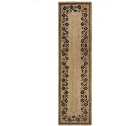 Kadima Design Nachhaltiger Jute-Teppich `Neath Mark` mit floralem Druck. 60x230 cm