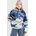 Printed Cropped Half Snap Sweatshirt M