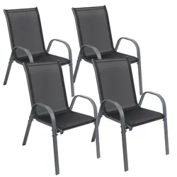 Albatros Gartenstühle 4er Set Kuba – Gartenstühle Stapelbar mit robustem Metallgestell und hoher Belastbarkeit – bequeme Stapelstühle auch als Terrassenstühle oder Balkonstühle