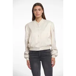 Blouson RINO & PELLE "BANNER", Damen, Gr. 42, beige (birch), Web, Obermaterial: 95% Polyester, 5% Elasthan. Futter: 100% Polyester, casual, Langarm Bündchen, Jacken, mit falscher Tasche am Ärmel
