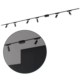 Briloner Luxtrail Komplettset, 6x LED Spots, Lampen, Schwenkbar, Lichtschienensystem Decke, Strahler Schiene, Deckenlampe, Deckenleuchte, Spotlight, 3m, Schwarz